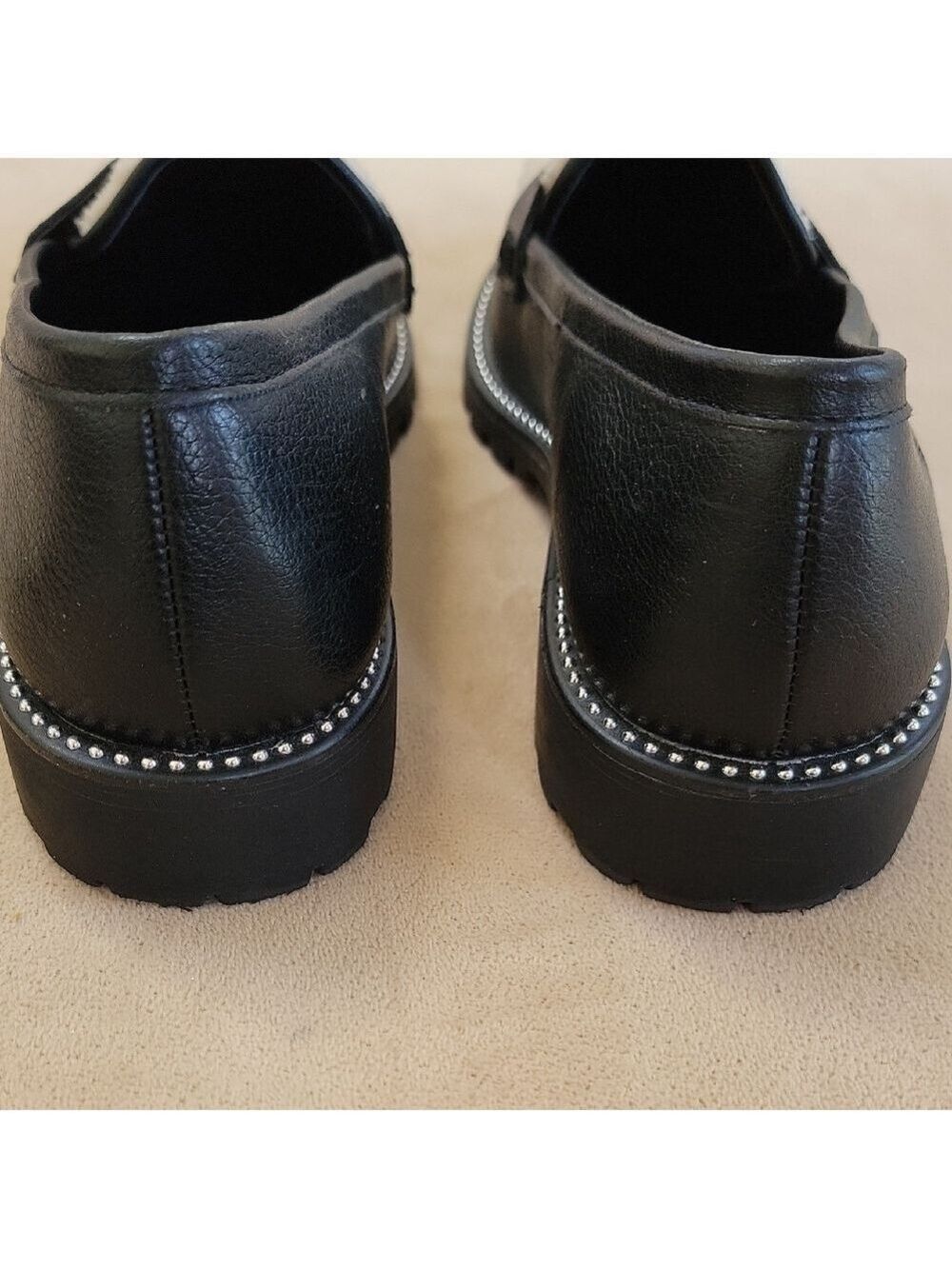 DV Dolce Vita Sherpa Chimmy Black and Cream Studded Loafers Size 10 EUC - Picture 3 of 7